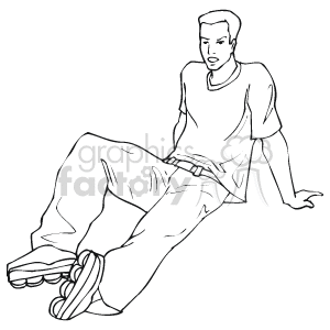 Man Sitting with Rollerblades