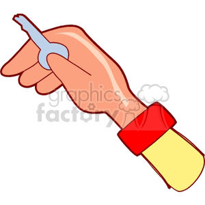 A clipart image of a hand holding a key.