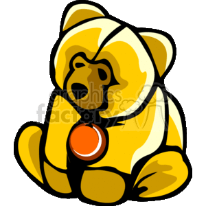 This is an image of a stylized brown and yellow teddy bear. It appears to be clipart and is designed in a simple, bold style with thick outlines and solid color fills.