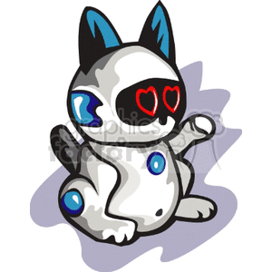 Cute Robot Cat with Heart-Shaped Eyes