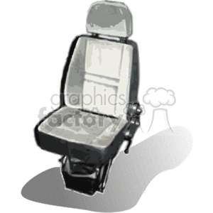 The image appears to be a clipart representation of a car seat, a common auto part found in vehicles. The seat is illustrated in grayscale and seems to have a basic design which might be found in a variety of cars.