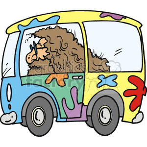 Hippie driving a VW van