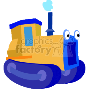   The clipart image depicts a stylized cartoon-like bulldozer. It