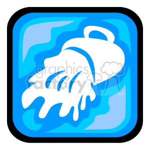 The clipart image depicts the Zodiac sign Aquarius. It features a stylized representation of a water bearer, which is the symbol for Aquarius, set against a blue background that evokes the element of water associated with this astrological sign.
