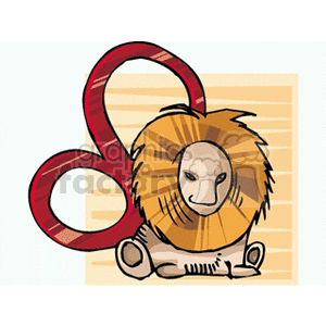 An illustration of a lion representing the Leo zodiac sign, with the Leo symbol in the background.