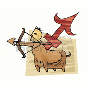 A clipart image depicting the Sagittarius zodiac sign, featuring a centaur aiming a bow and arrow with the Sagittarius symbol in the background.