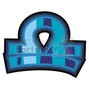 A clipart illustration of the Libra zodiac sign, depicted in shades of blue with a modern, abstract design.