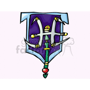 Clipart image of the pisces zodiac sign with a heraldic shield design.