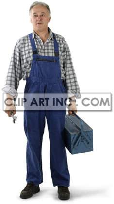This image shows a man who could be a mechanic , plumber, or someone who needs a toolbox to carry out their trade