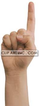 Clipart image of a human hand with the index finger pointing upwards.