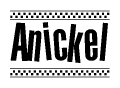 Anickel Bold Text with Racing Checkerboard Pattern Border