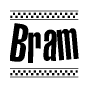The clipart image displays the text Bram in a bold, stylized font. It is enclosed in a rectangular border with a checkerboard pattern running below and above the text, similar to a finish line in racing. 