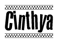 Cinthya Bold Text with Racing Checkerboard Pattern Border