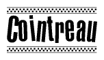 The image contains the text Cointreau in a bold, stylized font, with a checkered flag pattern bordering the top and bottom of the text.