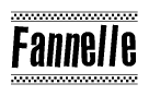 The clipart image displays the text Fannelle in a bold, stylized font. It is enclosed in a rectangular border with a checkerboard pattern running below and above the text, similar to a finish line in racing. 