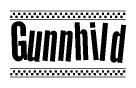 The clipart image displays the text Gunnhild in a bold, stylized font. It is enclosed in a rectangular border with a checkerboard pattern running below and above the text, similar to a finish line in racing. 