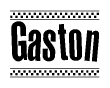 Gaston Bold Text with Racing Checkerboard Pattern Border