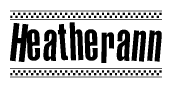 The clipart image displays the text Heatherann in a bold, stylized font. It is enclosed in a rectangular border with a checkerboard pattern running below and above the text, similar to a finish line in racing. 