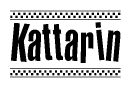 The image contains the text Kattarin in a bold, stylized font, with a checkered flag pattern bordering the top and bottom of the text.