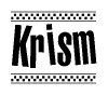 The clipart image displays the text Krism in a bold, stylized font. It is enclosed in a rectangular border with a checkerboard pattern running below and above the text, similar to a finish line in racing. 