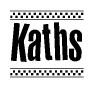 The image contains the text Kaths in a bold, stylized font, with a checkered flag pattern bordering the top and bottom of the text.