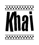 Khai Bold Text with Racing Checkerboard Pattern Border