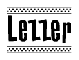 Lezzer Bold Text with Racing Checkerboard Pattern Border
