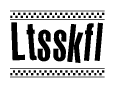 The clipart image displays the text Ltsskfl in a bold, stylized font. It is enclosed in a rectangular border with a checkerboard pattern running below and above the text, similar to a finish line in racing. 
