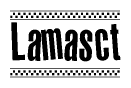The clipart image displays the text Lamasct in a bold, stylized font. It is enclosed in a rectangular border with a checkerboard pattern running below and above the text, similar to a finish line in racing. 