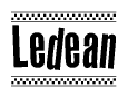 The image contains the text Ledean in a bold, stylized font, with a checkered flag pattern bordering the top and bottom of the text.