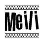 The image contains the text Meili in a bold, stylized font, with a checkered flag pattern bordering the top and bottom of the text.