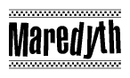 The clipart image displays the text Maredyth in a bold, stylized font. It is enclosed in a rectangular border with a checkerboard pattern running below and above the text, similar to a finish line in racing. 