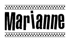 The clipart image displays the text Marianne in a bold, stylized font. It is enclosed in a rectangular border with a checkerboard pattern running below and above the text, similar to a finish line in racing. 