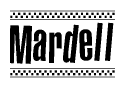 The image contains the text Mardell in a bold, stylized font, with a checkered flag pattern bordering the top and bottom of the text.