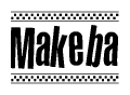 The clipart image displays the text Makeba in a bold, stylized font. It is enclosed in a rectangular border with a checkerboard pattern running below and above the text, similar to a finish line in racing. 