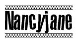 The image contains the text Nancyjane in a bold, stylized font, with a checkered flag pattern bordering the top and bottom of the text.