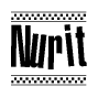 The image contains the text Nurit in a bold, stylized font, with a checkered flag pattern bordering the top and bottom of the text.