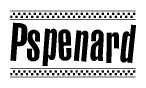 The clipart image displays the text Pspenard in a bold, stylized font. It is enclosed in a rectangular border with a checkerboard pattern running below and above the text, similar to a finish line in racing. 