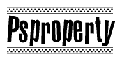 The clipart image displays the text Psproperty in a bold, stylized font. It is enclosed in a rectangular border with a checkerboard pattern running below and above the text, similar to a finish line in racing. 