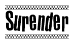 The clipart image displays the text Surender in a bold, stylized font. It is enclosed in a rectangular border with a checkerboard pattern running below and above the text, similar to a finish line in racing. 