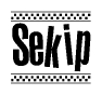 The image contains the text Sekip in a bold, stylized font, with a checkered flag pattern bordering the top and bottom of the text.