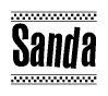 Sanda Bold Text with Racing Checkerboard Pattern Border