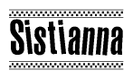 The clipart image displays the text Sistianna in a bold, stylized font. It is enclosed in a rectangular border with a checkerboard pattern running below and above the text, similar to a finish line in racing. 