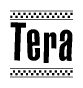 The clipart image displays the text Tera in a bold, stylized font. It is enclosed in a rectangular border with a checkerboard pattern running below and above the text, similar to a finish line in racing. 