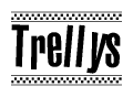 The clipart image displays the text Trellys in a bold, stylized font. It is enclosed in a rectangular border with a checkerboard pattern running below and above the text, similar to a finish line in racing. 