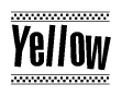 The clipart image displays the text Yellow in a bold, stylized font. It is enclosed in a rectangular border with a checkerboard pattern running below and above the text, similar to a finish line in racing. 