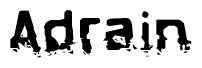 The image contains the word Adrain in a stylized font with a static looking effect at the bottom of the words