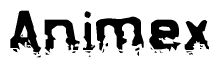 The image contains the word Animex in a stylized font with a static looking effect at the bottom of the words