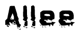The image contains the word Allee in a stylized font with a static looking effect at the bottom of the words