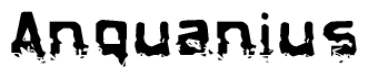 The image contains the word Anquanius in a stylized font with a static looking effect at the bottom of the words